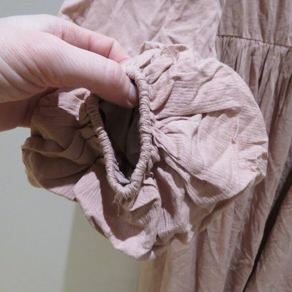 VEILED NEW YORK Balloon Sleeve Maxi Modest Dress Blush Medium Tall Wedding Abaya - Picture 6 of 15